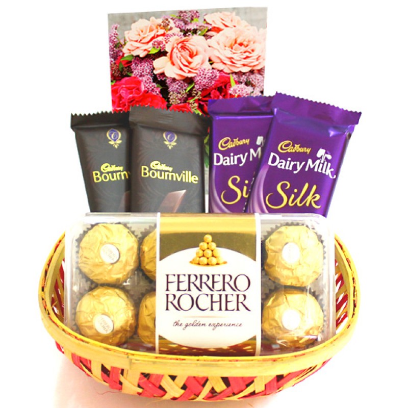 ferrero rocher and silk basket