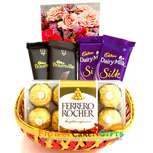 ferrero rocher and silk basket