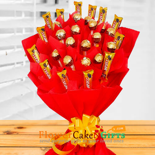 ferrero rochers and five star chocolate bouquet