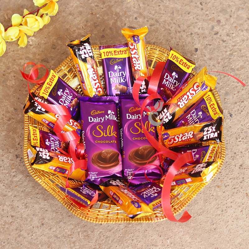 Chocolate With Basket Arangement