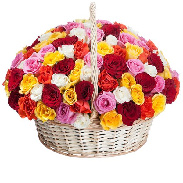 100 mix roses basket