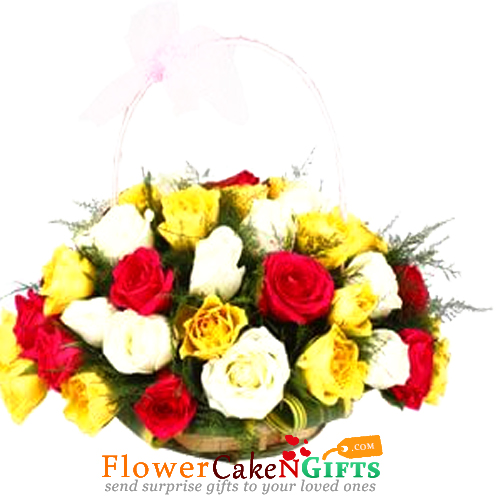 40 mix roses basket