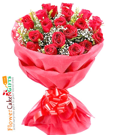 20 red roses bouquet