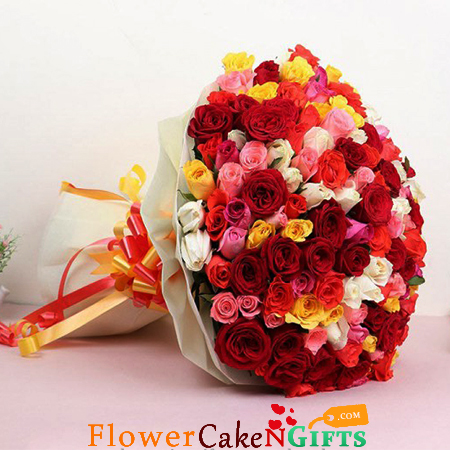 100 Mix Roses Bouquet