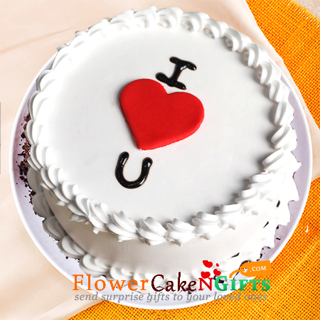 half kg eggless i love u vanilla cake