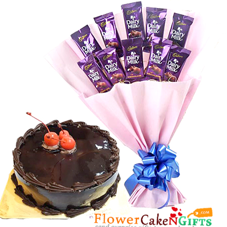 eggless half kg chocolate cake cadbury dairy milk chocolate bouquet