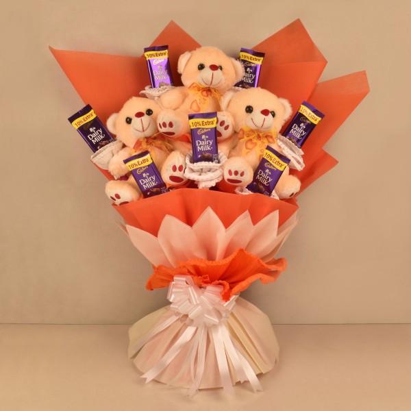 cute teddy chocolate bouquet