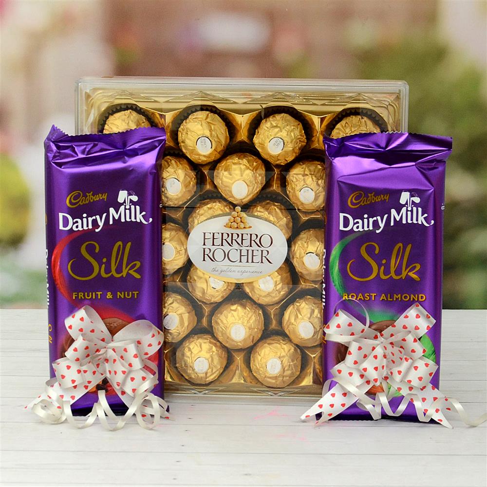 ferrero rocher with dairy milk silk hamper