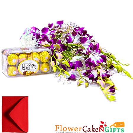 6 purple orchid with ferrero rocher