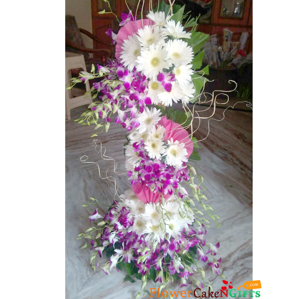 majestic purple orchid gerberas  tall arrangement