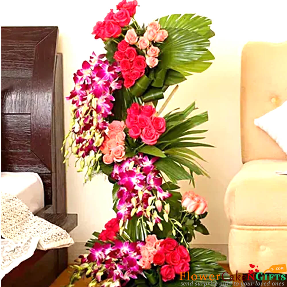 luxurious orchid purple orchid roses flower arrangement