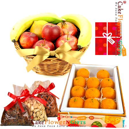 half kg mixed dry druits 2kg Fresh Fruits half kg ladoo