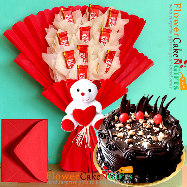 half kg eggless dry fruit chocolate cake teddy kitkat chocolate bouquet