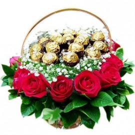 15 roses 16 ferraro rocher chocolate basket 