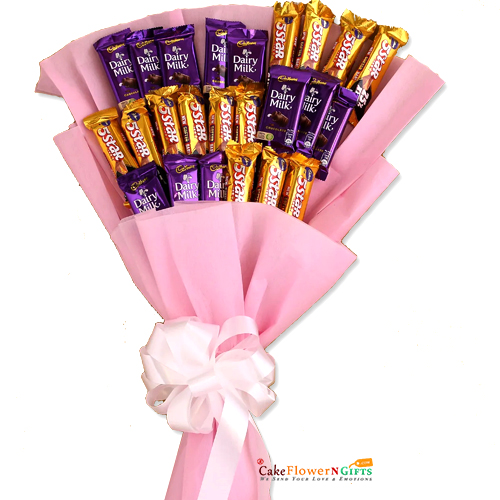 assorted cadbury dairy milk five star chocolates bouquet