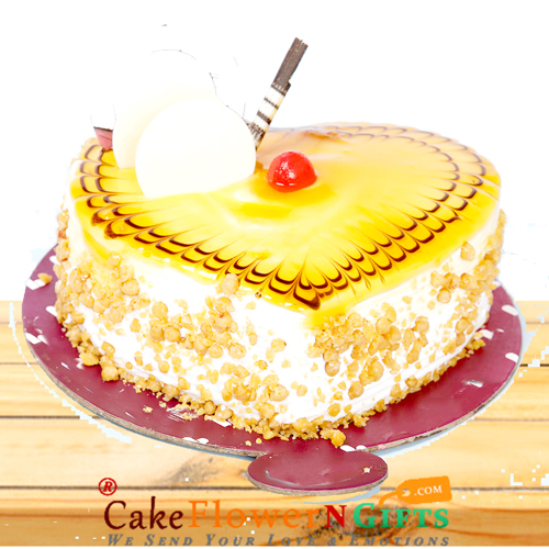 half kg heart shape butterscotch cake