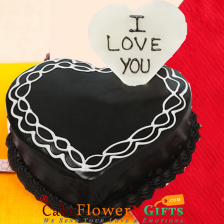 half kg heart shape chocolate truffle cake