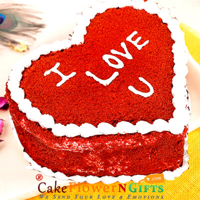 half kg red velvet heart cake 