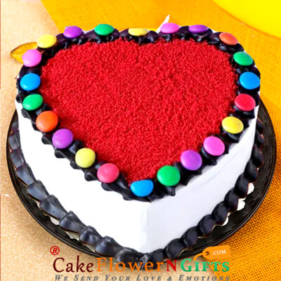 1kg eggless hearty red Velvet Gems Cake