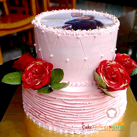 2 kg 2 tier strawberry flavour photo cake
