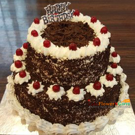 2kg 2 tier step black forest cake round shape